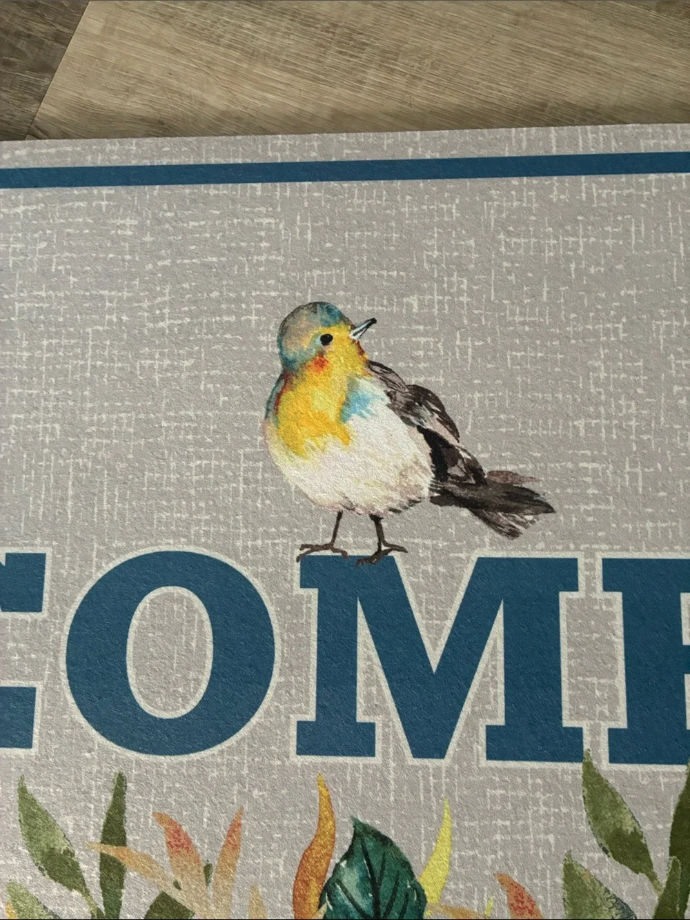 NWT- Welcome Entrance Door Mat with Botanical Bird 16x28